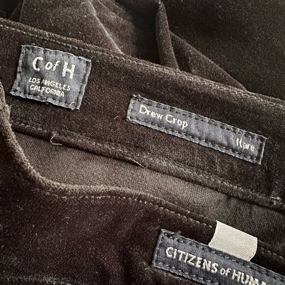 C&H Citizens of Humanity Drew Crop Flare Pants Black Velvet Size 29 Preppy - Picture 7 of 9